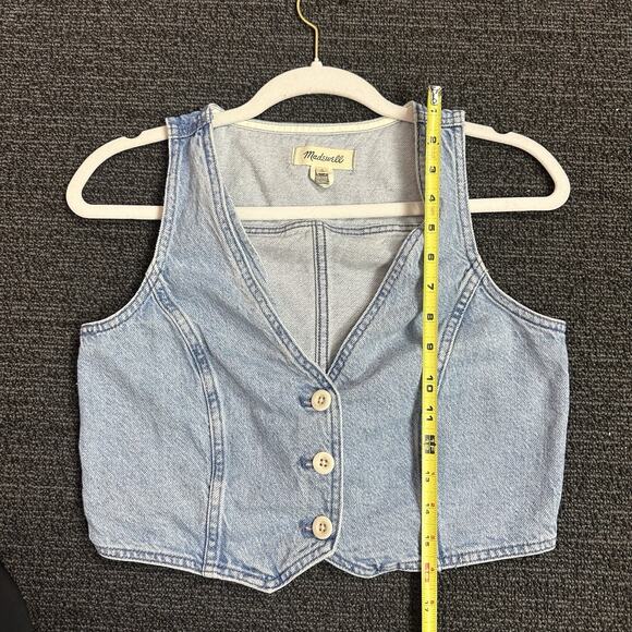 Madewell Cotton Hemp Denim Katrina Crop Vest Top Blue Size 0 - Picture 8 of 9